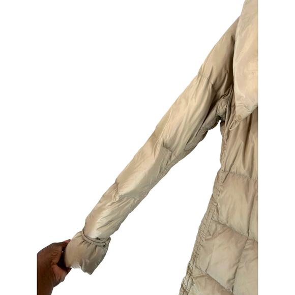 Add Down‎ Tan Basic Casual Long Outdoor Quilted Zip Up Puffer Coat Size 0 - Picture 7 of 13